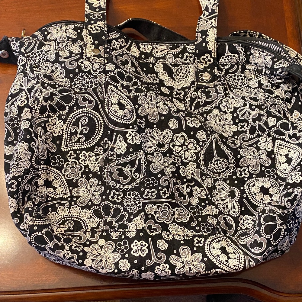 thirty-one Floral Black and White Tote Bag